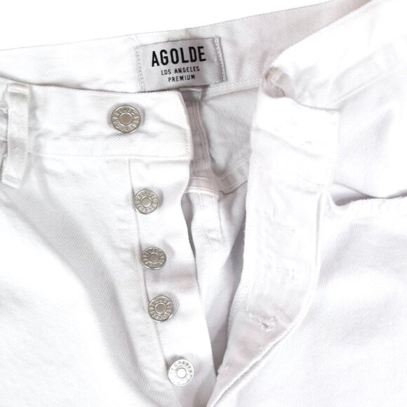 AGOLDE Jamie White Jeans Size 27 100% Cotton Button Fly Made in USA Preppy - Picture 4 of 10
